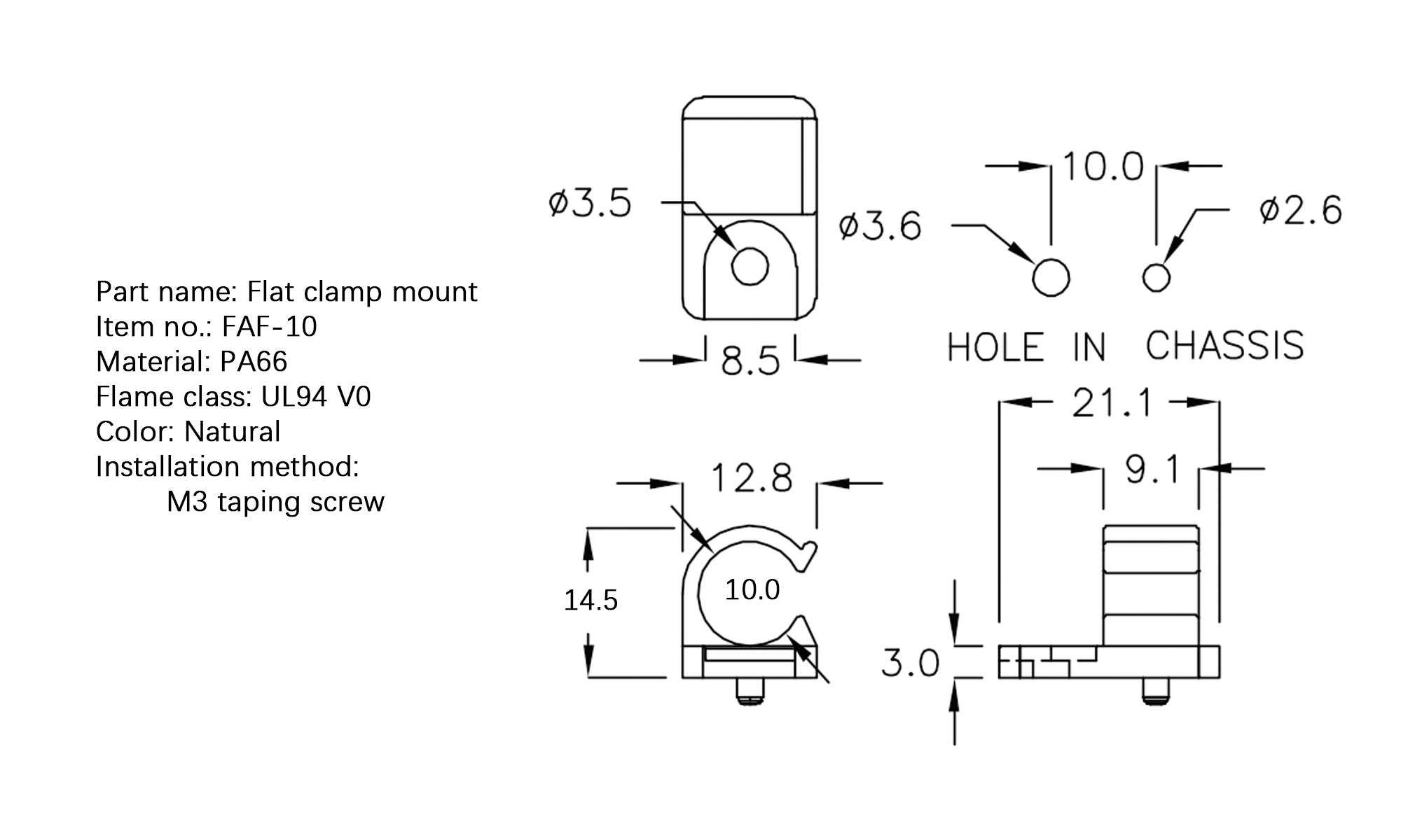 Flat Cable Clamp FAF-10